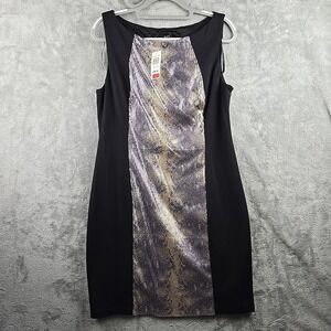 Black Label Saks Fifth Avenue Midi Dress Womens Size 14 Black Shimmer Liner $200